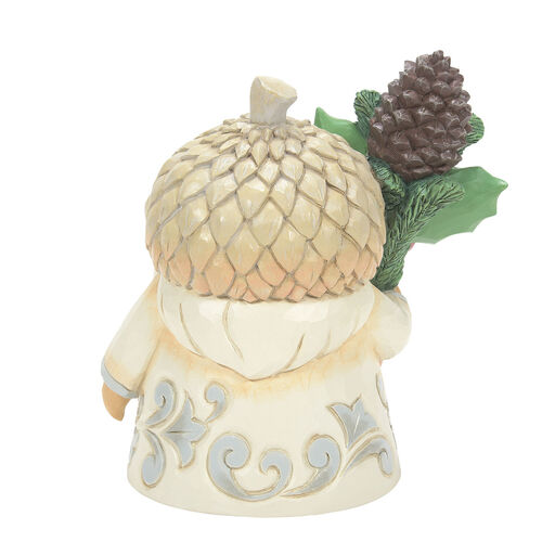 Jim Shore White Woodland Gnome With Acorn Hat Figurine, 4.65", 