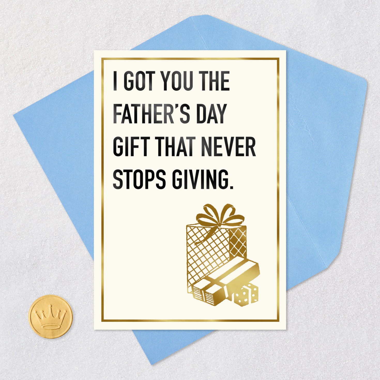 Gold Presents Father's Day Card Card Front with Envelope and Gold Seal image number 5