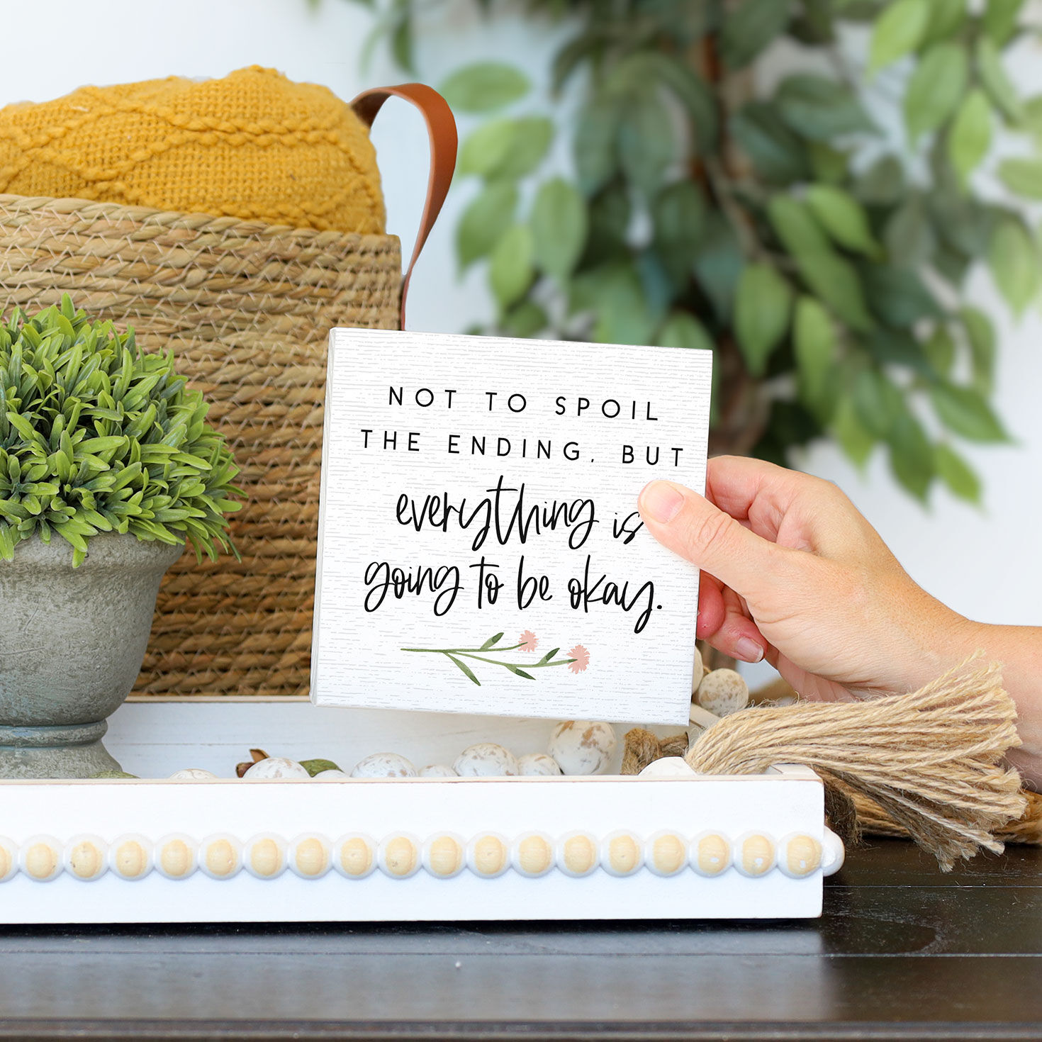 Sincere Surroundings Everything Is OK Wood Quote Sign, , large image number 2