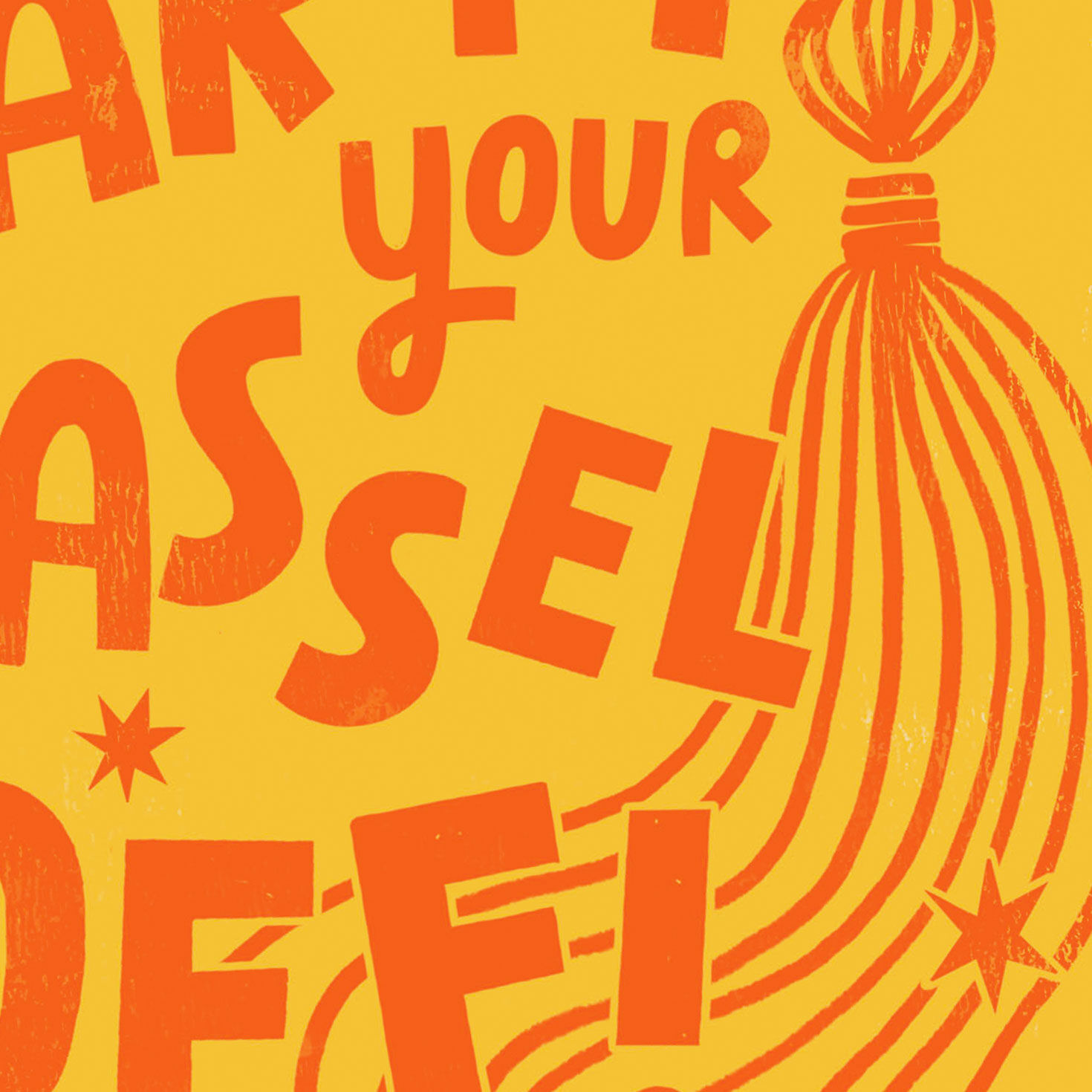 Yellow with Orange Tassel Graduation Card Card Front Detail image number 4