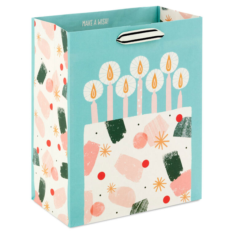 9.6" Modern Birthday Cake on Mint Green Medium Gift Bag