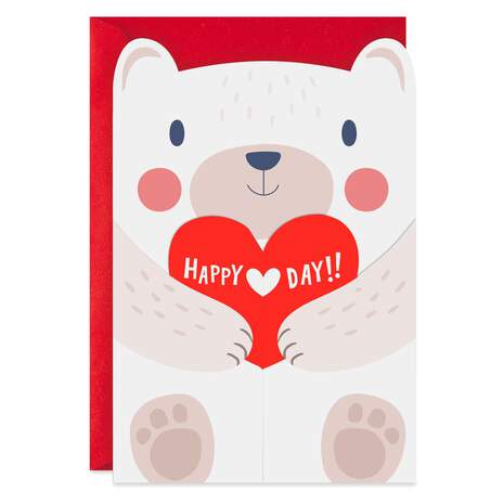Happy Heart Day Bear Hug Valentine's Day Card, , large