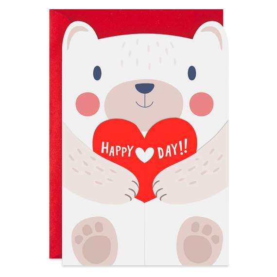 Happy Heart Day Bear Hug Valentine's Day Card, , large image number 1