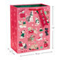 Retro Dogs and Cats on Pink Large Christmas Gift Bag measurement image number 3