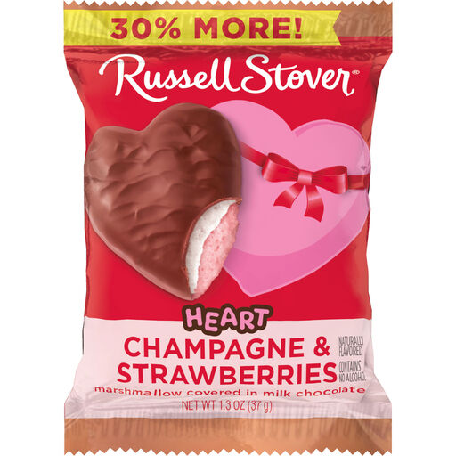 Russell Stover Milk Chocolate Champagne & Strawberry Marshmallow Heart, 1.3 oz., 