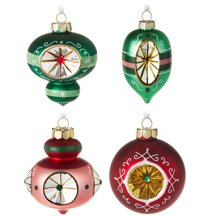 Good Cheer Nostalgic Glass Hallmark Ornaments, Set of 4