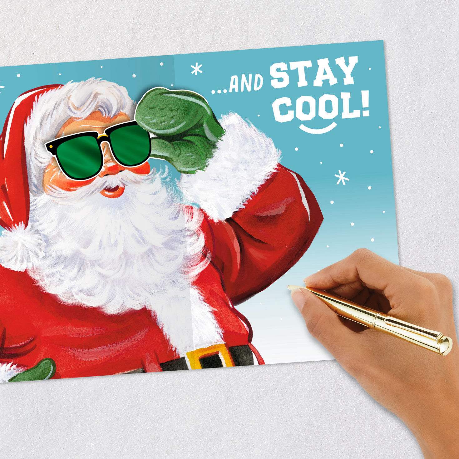 Stay Cool Santa Pop-Up Christmas Card for Nephew Signing card image number 6