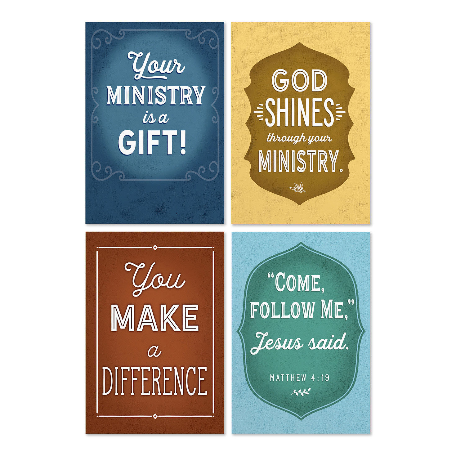 Bold Messages Assorted Religious Ministry Appreciation Cards, Box of 12