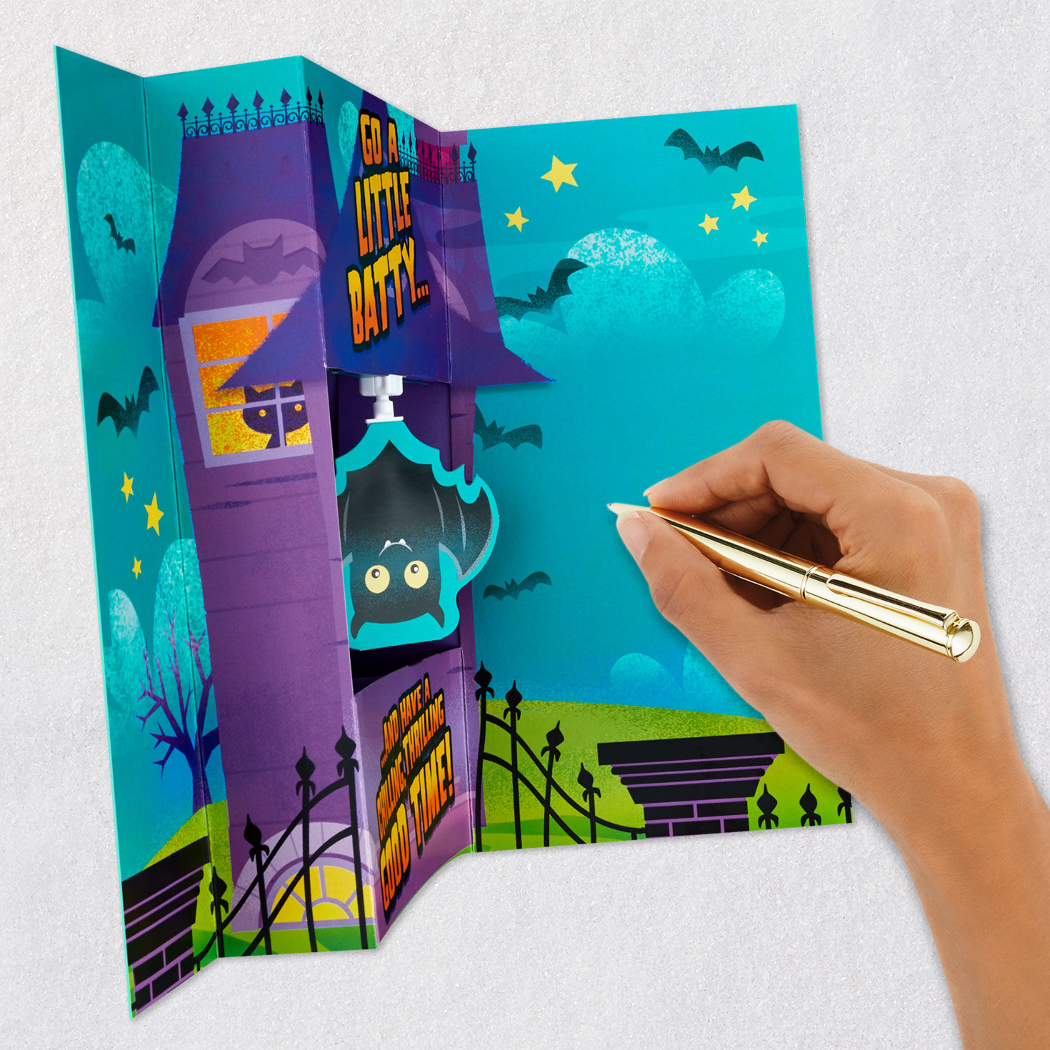 Haunted House Funny Musical Pop-Up Halloween Card With Spinning Bat for only USD 10.99 | Hallmark