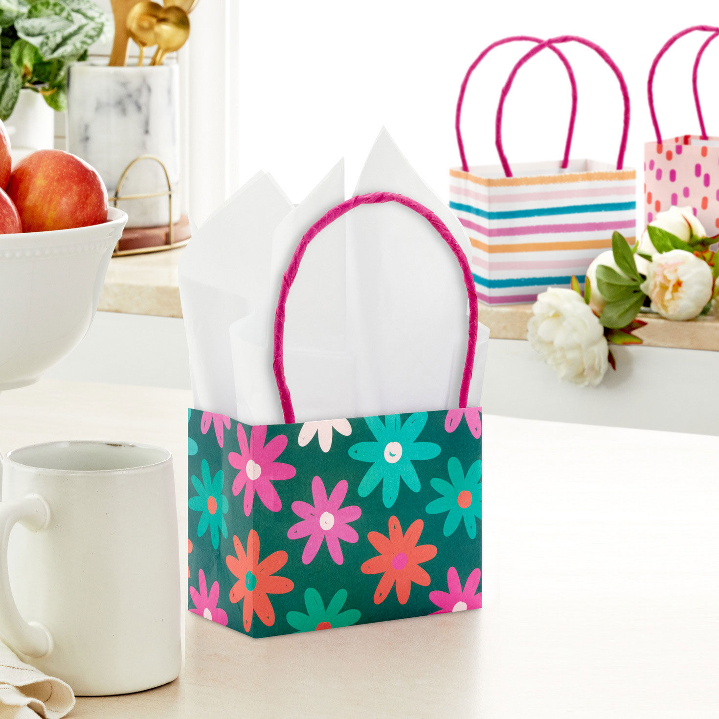 4" Patterned Pink Mini Horizontal Gift Bag Bundle, , large image number 2