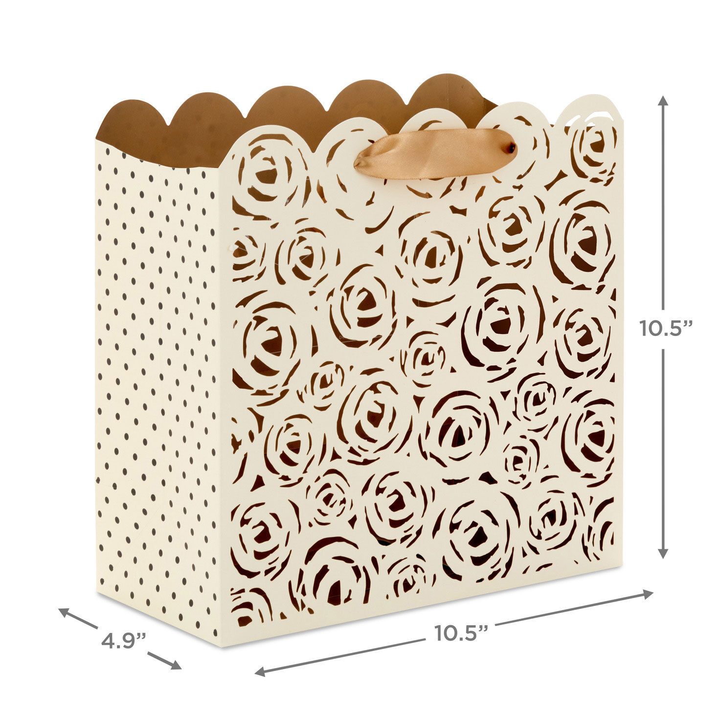 Rose Pattern and Polka-Dot Large Square Gift Bag measurement image number 2