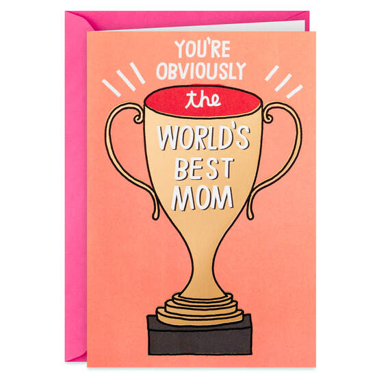 World's Best Mom Trophy Funny Card, , large image number 1