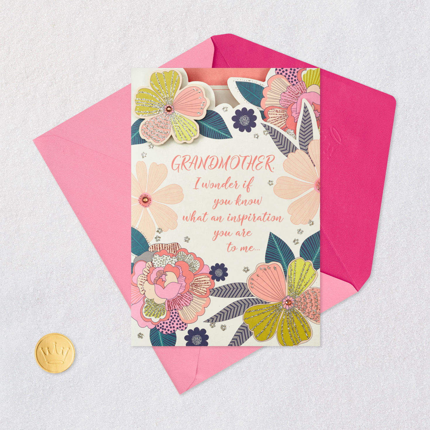 Floral Charm Mother's Day Card for Grandmother Card Front with Envelope and Gold Seal image number 7