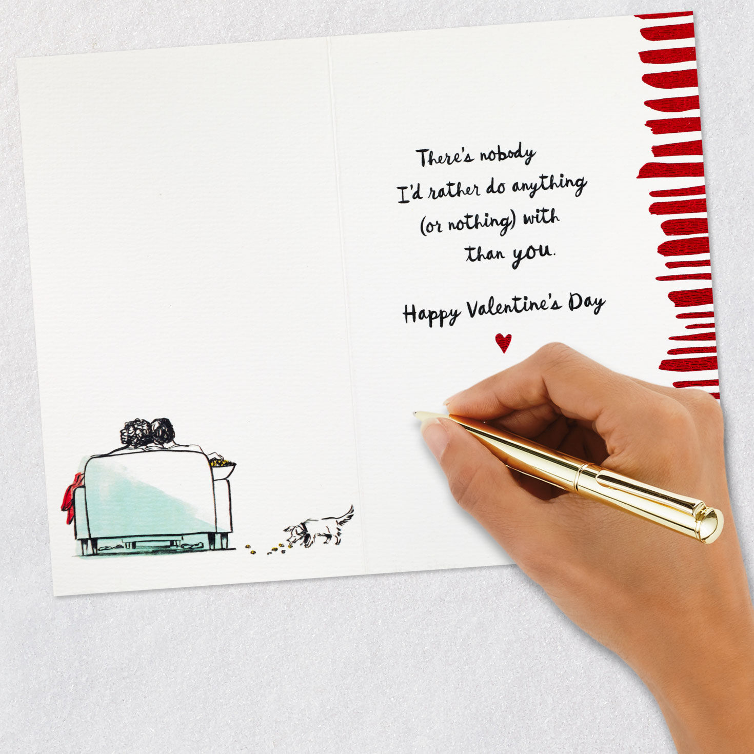 Couple on Couch Romantic Valentine's Day Card signing card image number 6