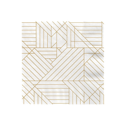 Gold Geometric on Ivory Dinner Napkins, Set of 16, 