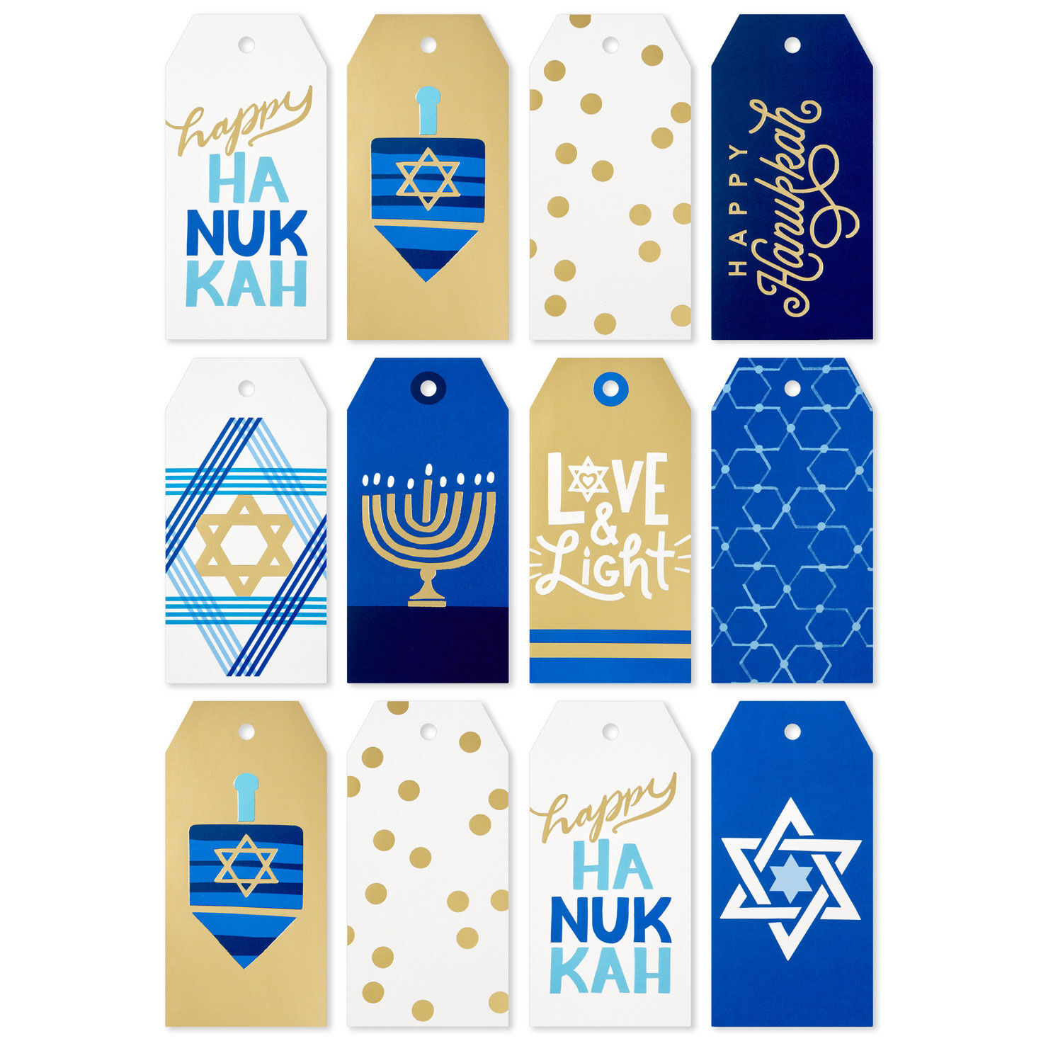 Happy Hanukkah 12-Pack Assorted Gift Tags