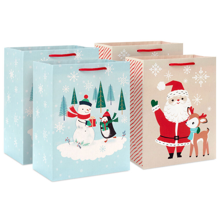 11.5" North Pole Pals 4-Pack Assortment Christmas Gift Bag Bundle