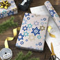 Blue and Gold Stars of David Hanukkah Wrapping Paper in use image number 3
