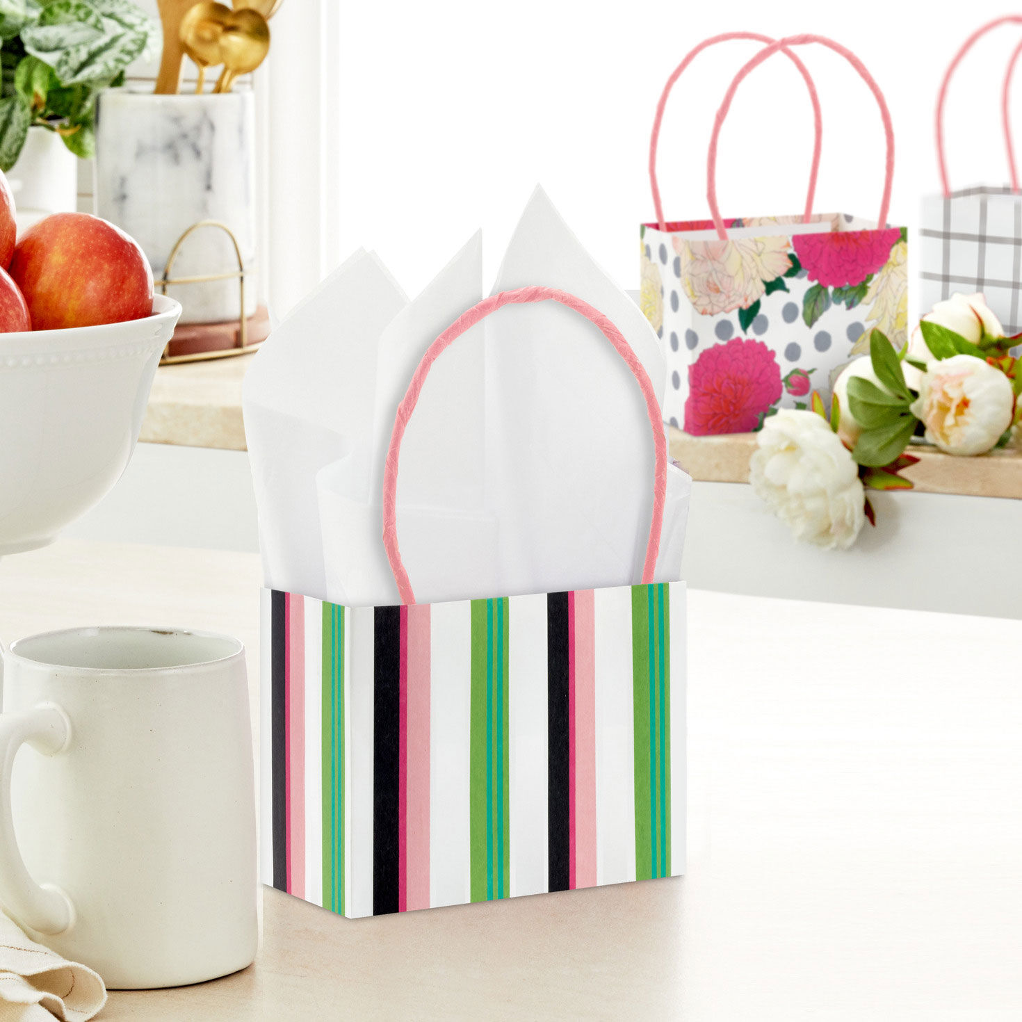 4" Pink Garden Floral Mini Horizontal Gift Bag Bundle for only USD 7.99 | Hallmark