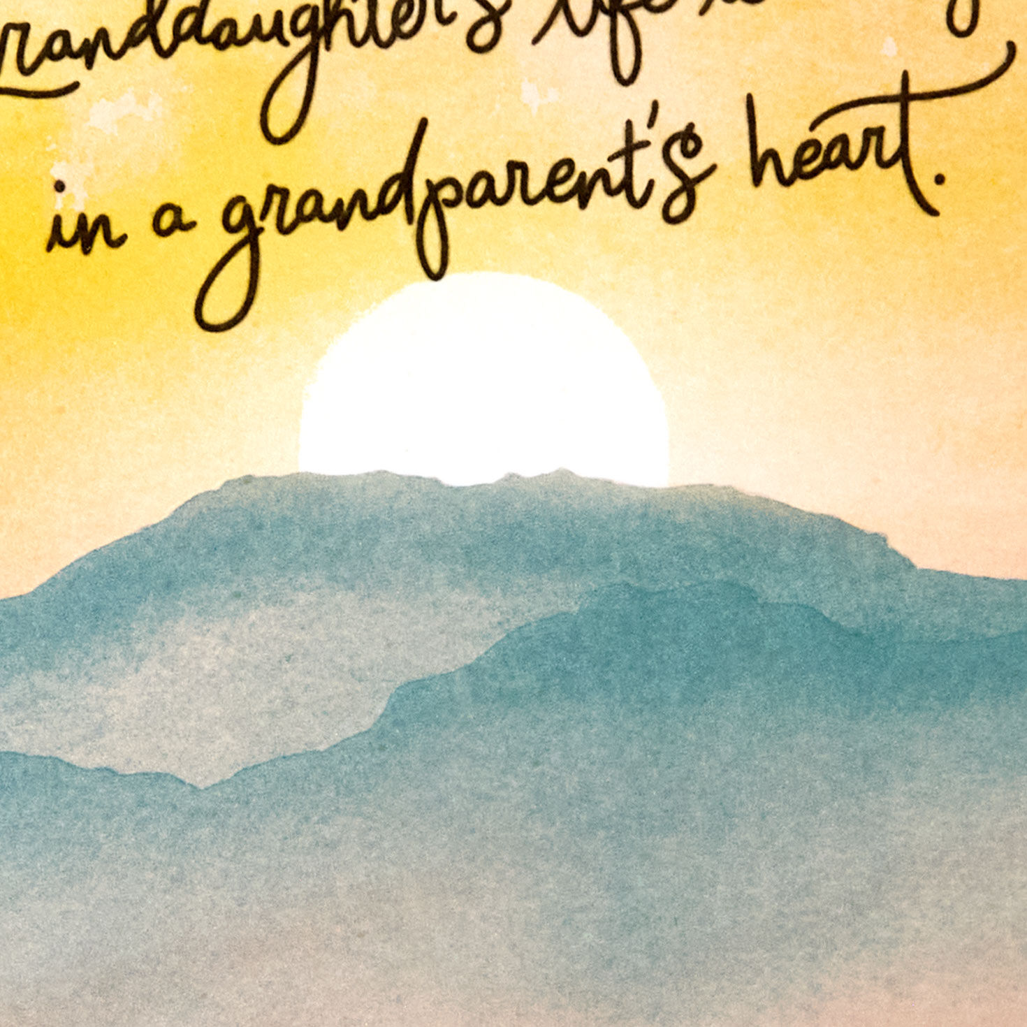 Watercolor Sunset Landscape Granddaughter Sympathy Card Card Front Detail image number 4