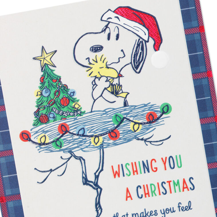 Peanuts Snoopy and Woodstock Hug Christmas Card Card Front Detail image number 4