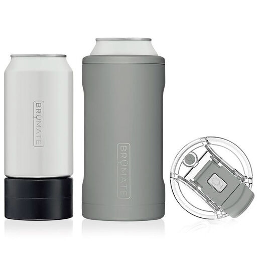 BruMate Matte Gray Stainless Steel 3-in-1 Can Cooler, 12/16 oz., 
