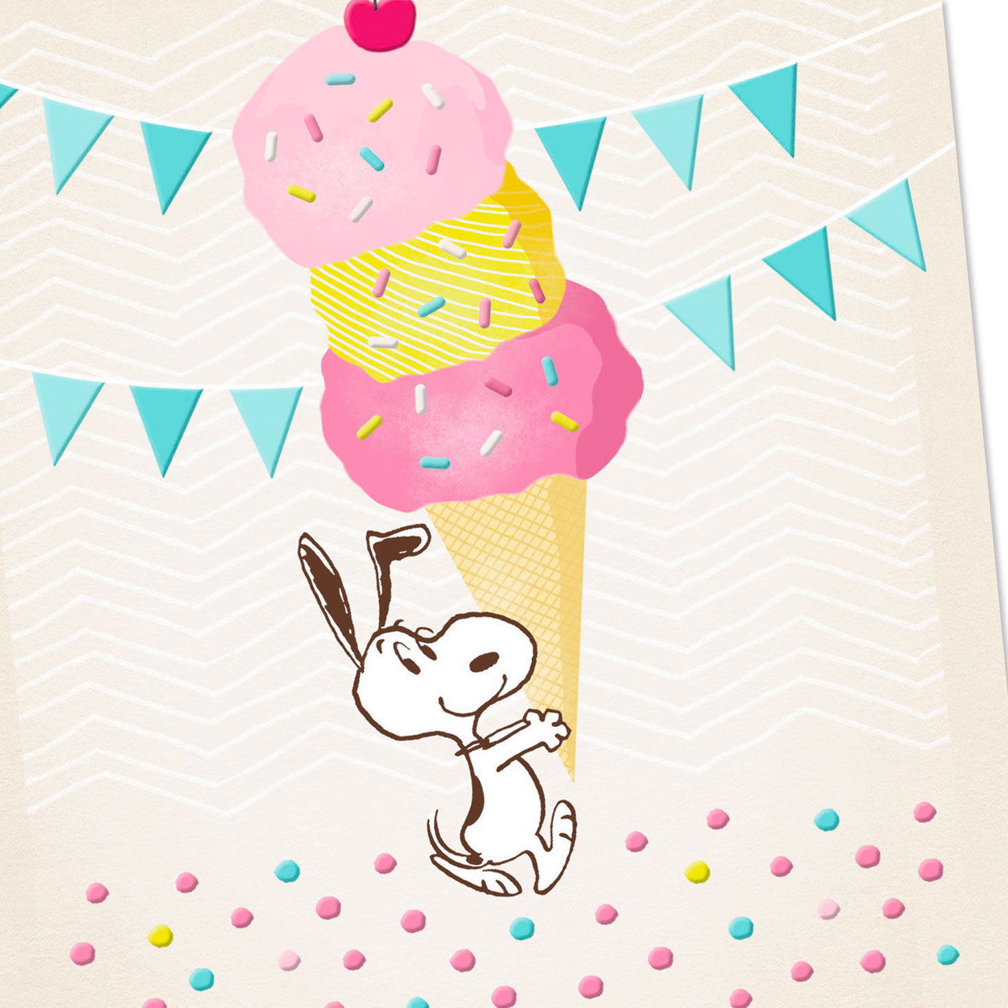 Peanuts Snoopy Ice Cream Cone Birthday Card Card Front Detail image number 4