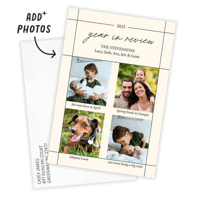 Year In Review Photo Grid Personalized Holiday Card Card with Envelope indicating personalization image number 2