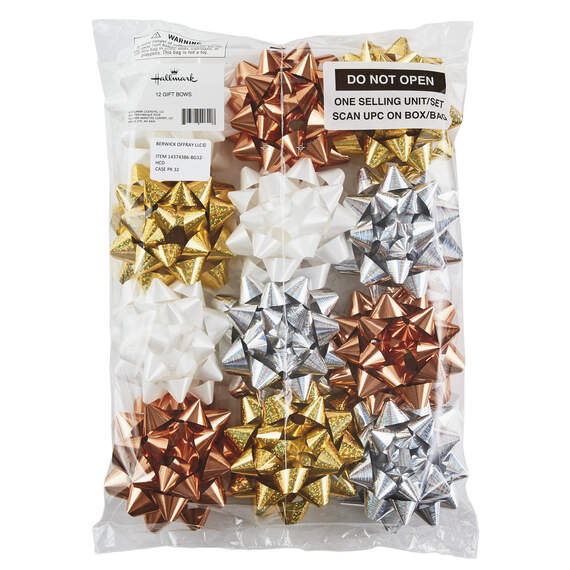 Assorted 12-Pack White, Gold, Silver and Bronze Gift Bows, , large image number 5