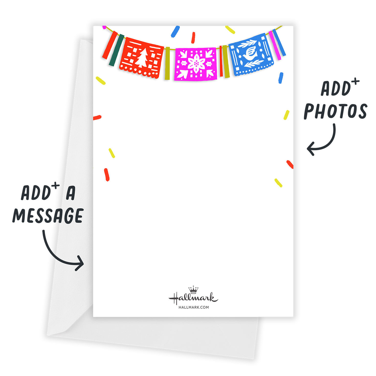 Paper Garland Personalized Feliz Navidad Photo Card Open Card with Envelope indicating personalization image number 3