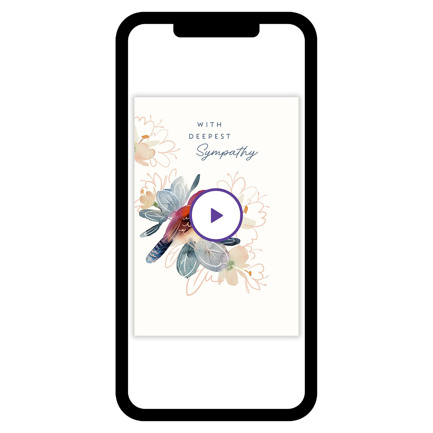 Watercolor Bird and Flowers Sympathy eCard