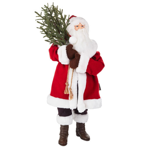 Santa Claus With Christmas Tree Figurine, 22", 