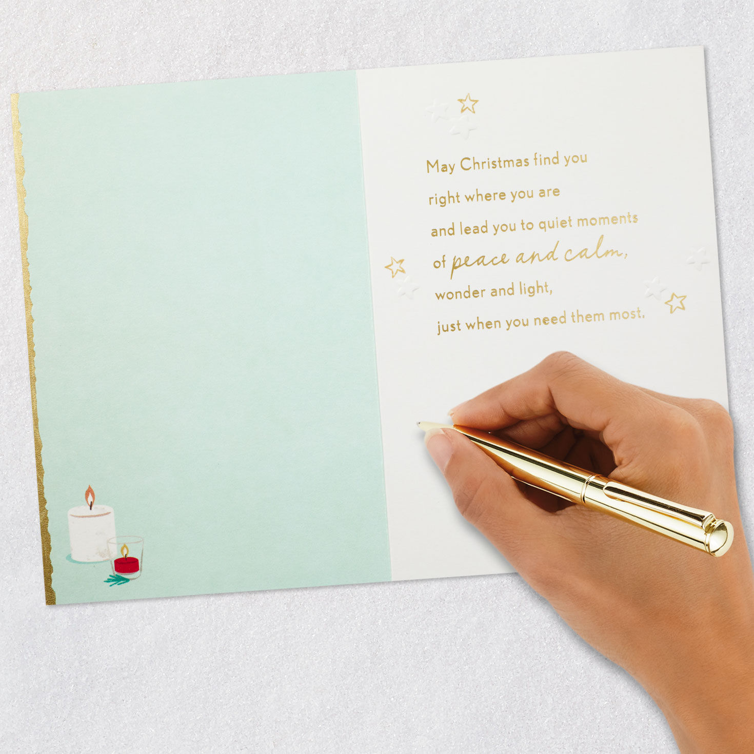 Fir Tree and Holly Christmas Card signing card image number 7