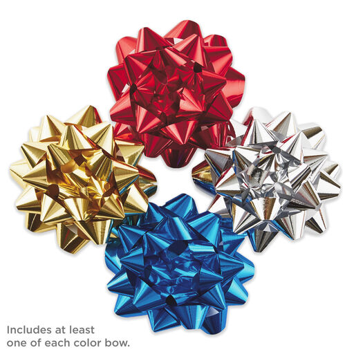 Assorted 12-Pack Red, Blue, Gold and Silver Gift Bows, 