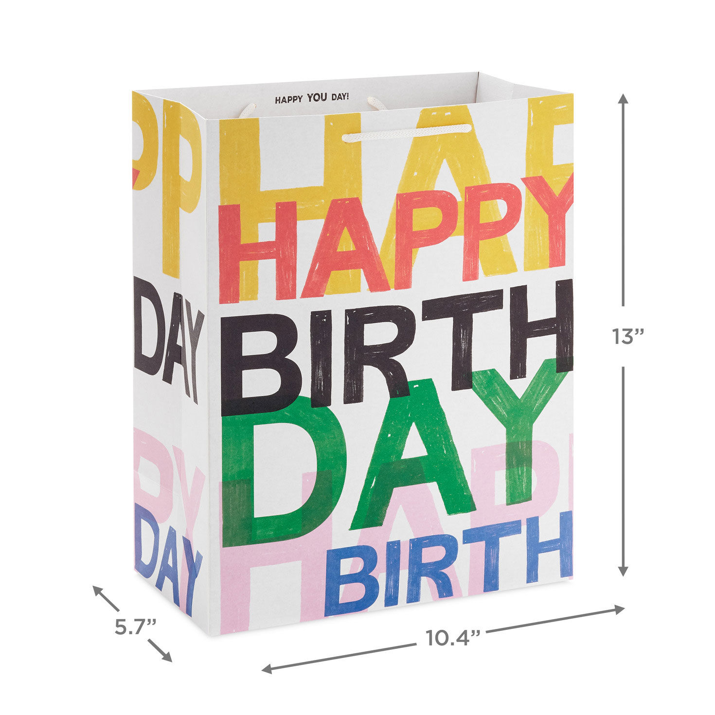 Layered Lettering Birthday Gift Bag measurement image number 3
