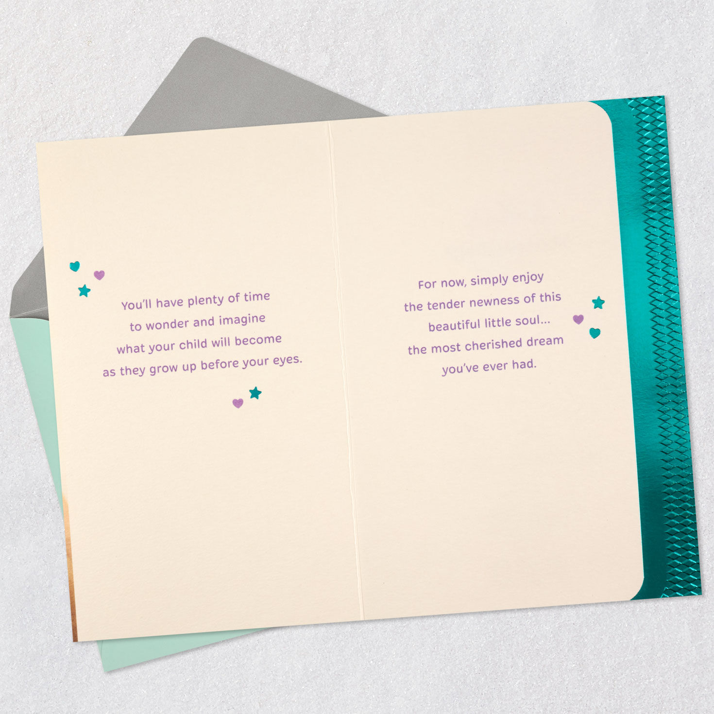 Hands Holding Baby Feet New Baby Card Open card with envelope image number 4