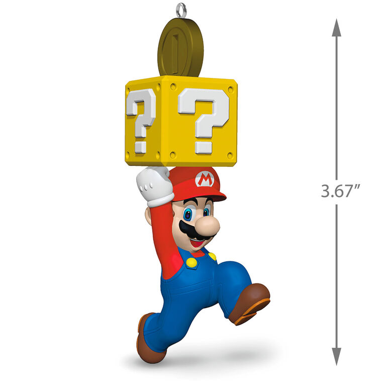 Super Mario With Question Block Keepsake Ornament measurement image number 3