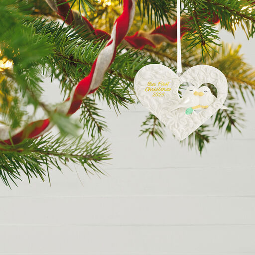 Our First Christmas Birds in Heart 2023 Porcelain Ornament, 