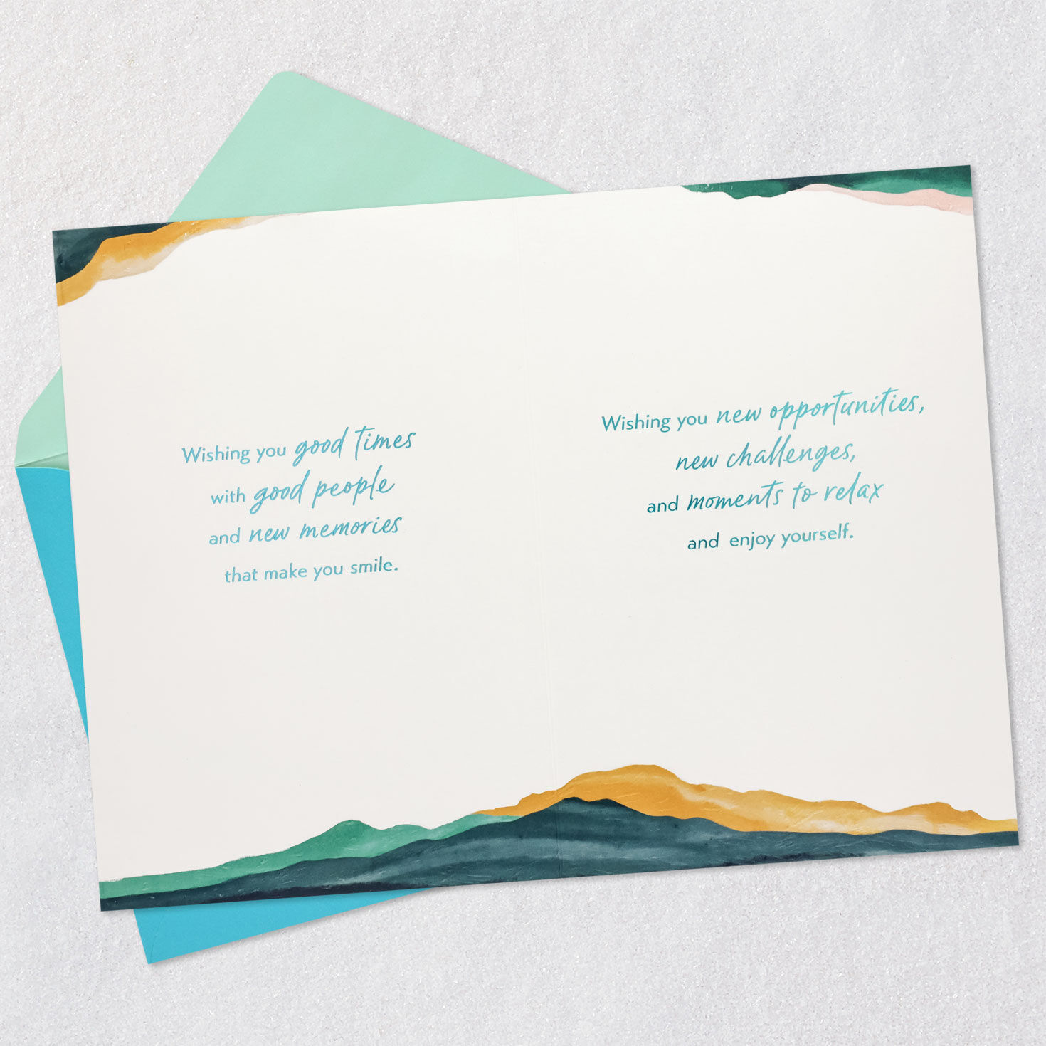 Gold and Green Marbled Birthday Card Open card with envelope image number 4