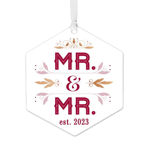 Mr. & Mr. Personalized Text Metal Ornament, 