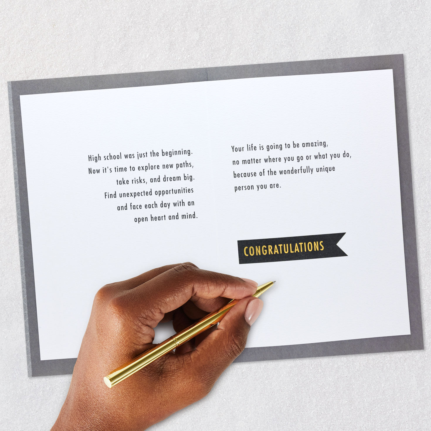 Monochrome Banner High School Graduation Card Signing card image number 7