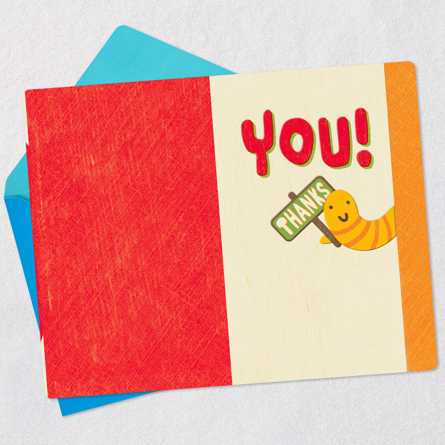 Apple and Worm Teacher Thank You Card From Kids Open card with envelope image number 3