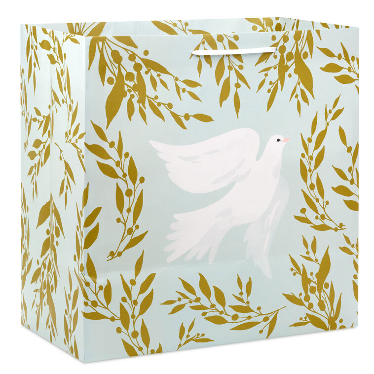 Dove on Light Green With Gold Vines XL Gift Bag Back image number 6