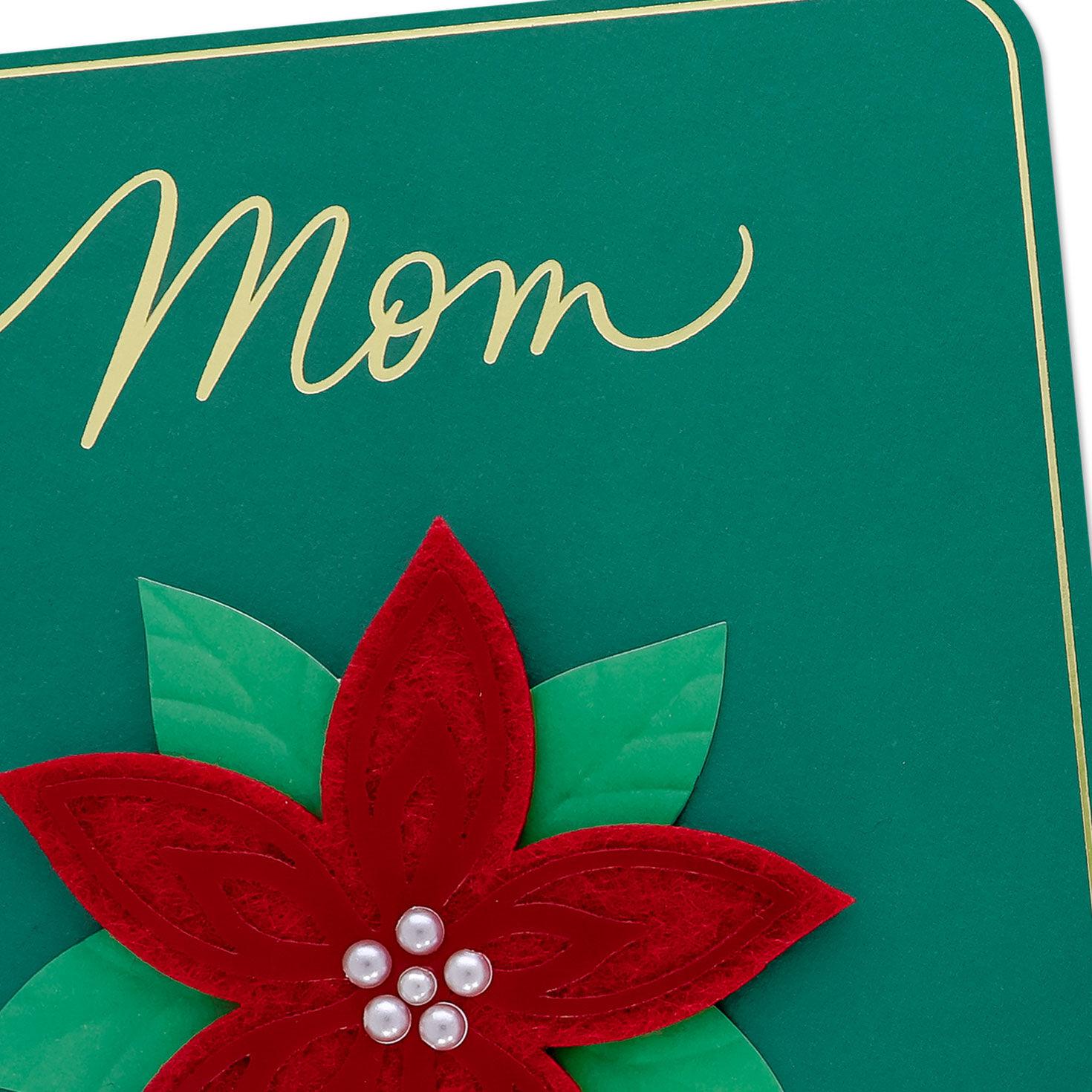 Red Felt Poinsettia Christmas Card for Mom Card Front Detail image number 4