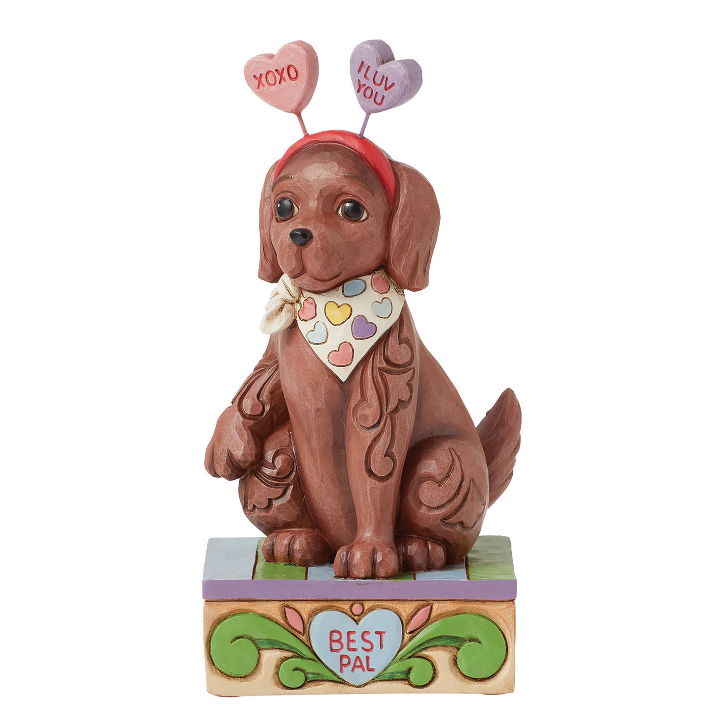 Jim Shore Best Pal Dog Figurine With Candy Hearts Headband, 6"