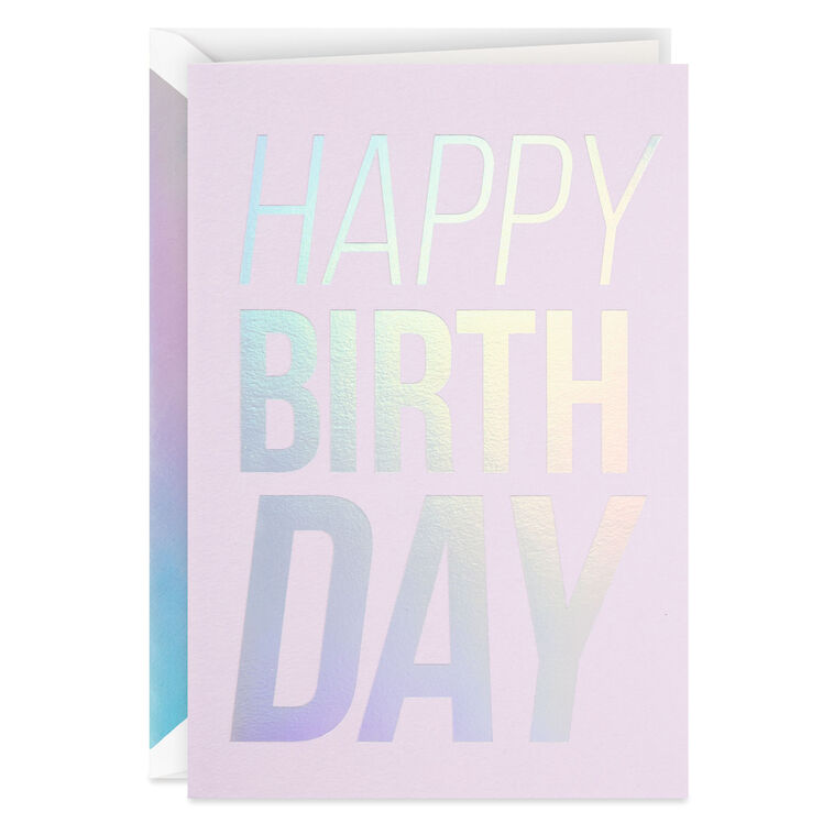 Silver Laser Foil Happy Birthday Card