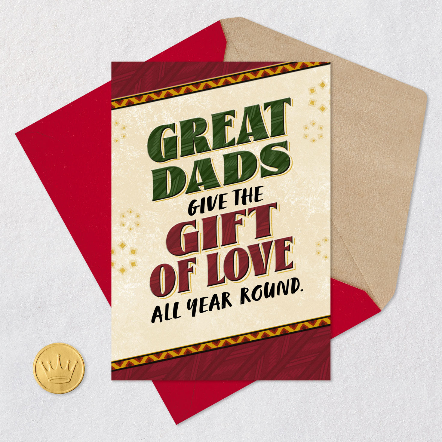 Bold Green and Red Block Letters Christmas Card Card Front with Envelope and Gold Seal image number 6