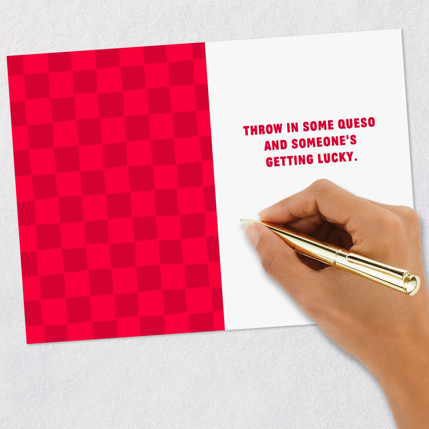 Crunchy Taco on Red Funny Love Card for Adults signing card image number 7