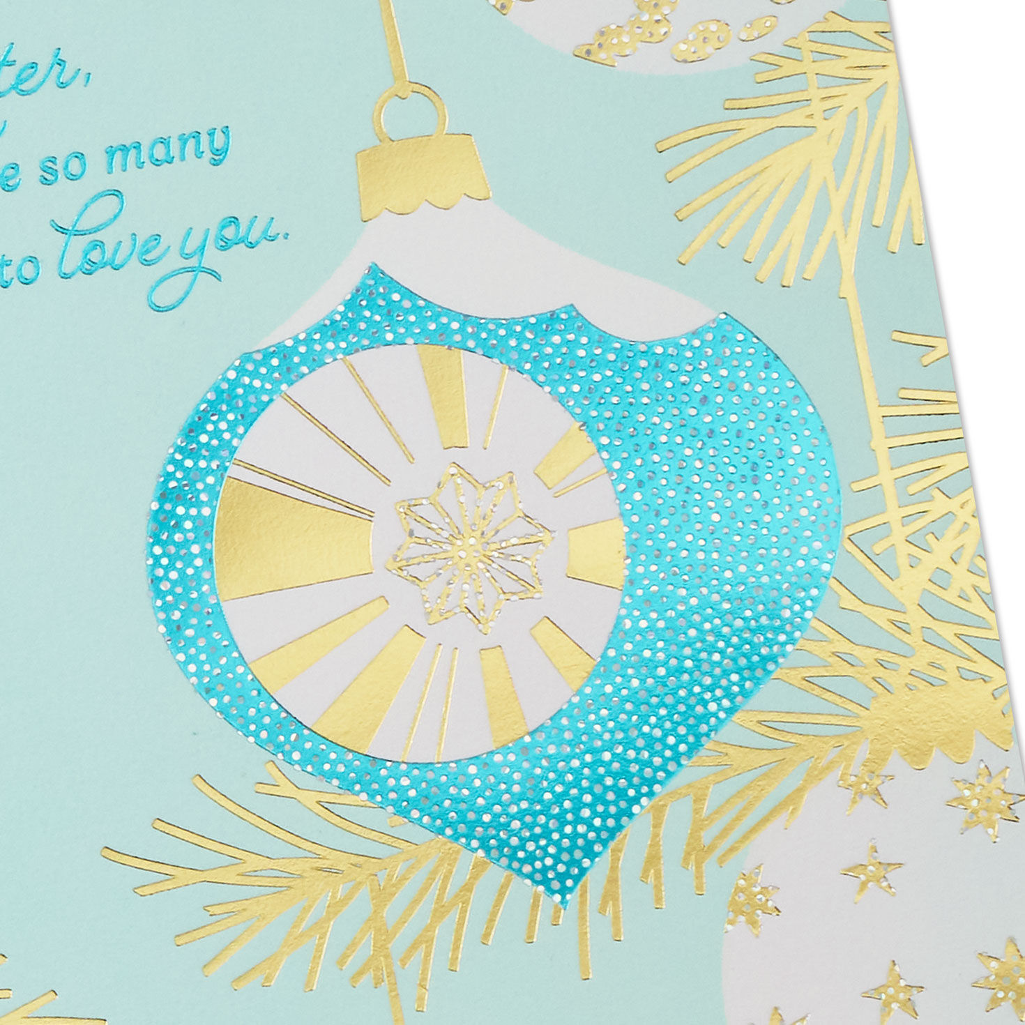 Teal Gold Ornaments Christmas Card for Daughter Card Front Detail image number 5