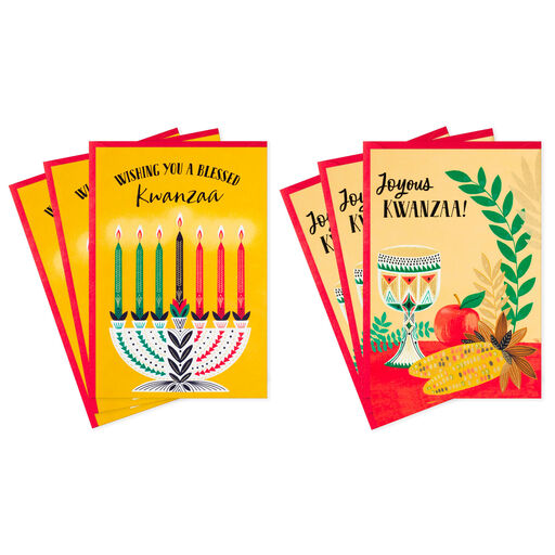 Kinara Candles and Centerpiece Kwanzaa Cards, Pack of 6, 